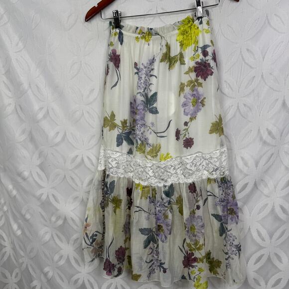 SEE BY CHLOÉ Lace Trimmed Flora Voile Midi Skirt Size 2 NWT $405 - Picture 13 of 16